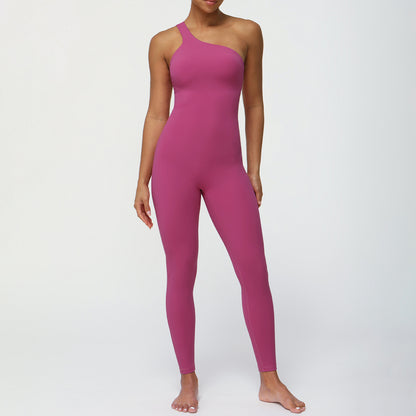 Seamless One Shoulder Bodysuit with Built in Bust Support Sculpting Lifting Yoga Outfit for Comfort and Style