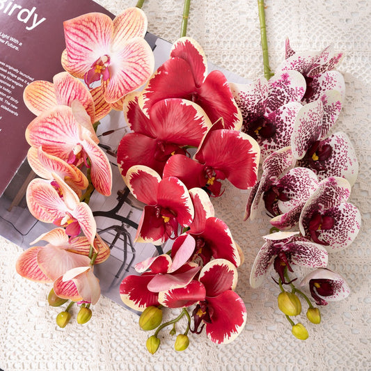 Lifelike 7-Head Silk Phalaenopsis Orchid - Stunning INS-Style Artificial Flower for Home Decor - Perfect for Weddings, Offices, and Gift Giving - CL09001