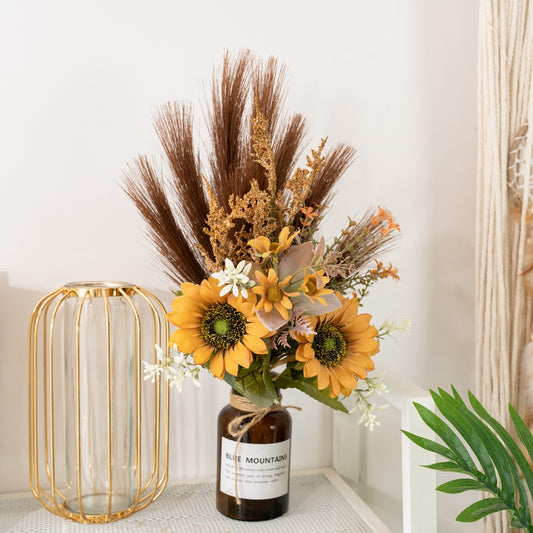 Stunning Faux Sunflower Bouquet by Fushan Design – Perfect for Home Décor, Weddings, and Wall Art – CF01318