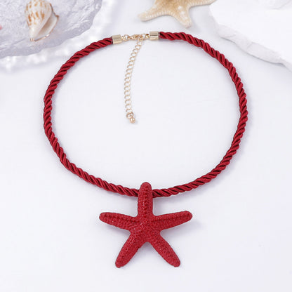 Stylish Minimalist Beach Ocean-Inspired Starfish Pendant Necklace - Versatile and Trendy Casual Jewelry for Women