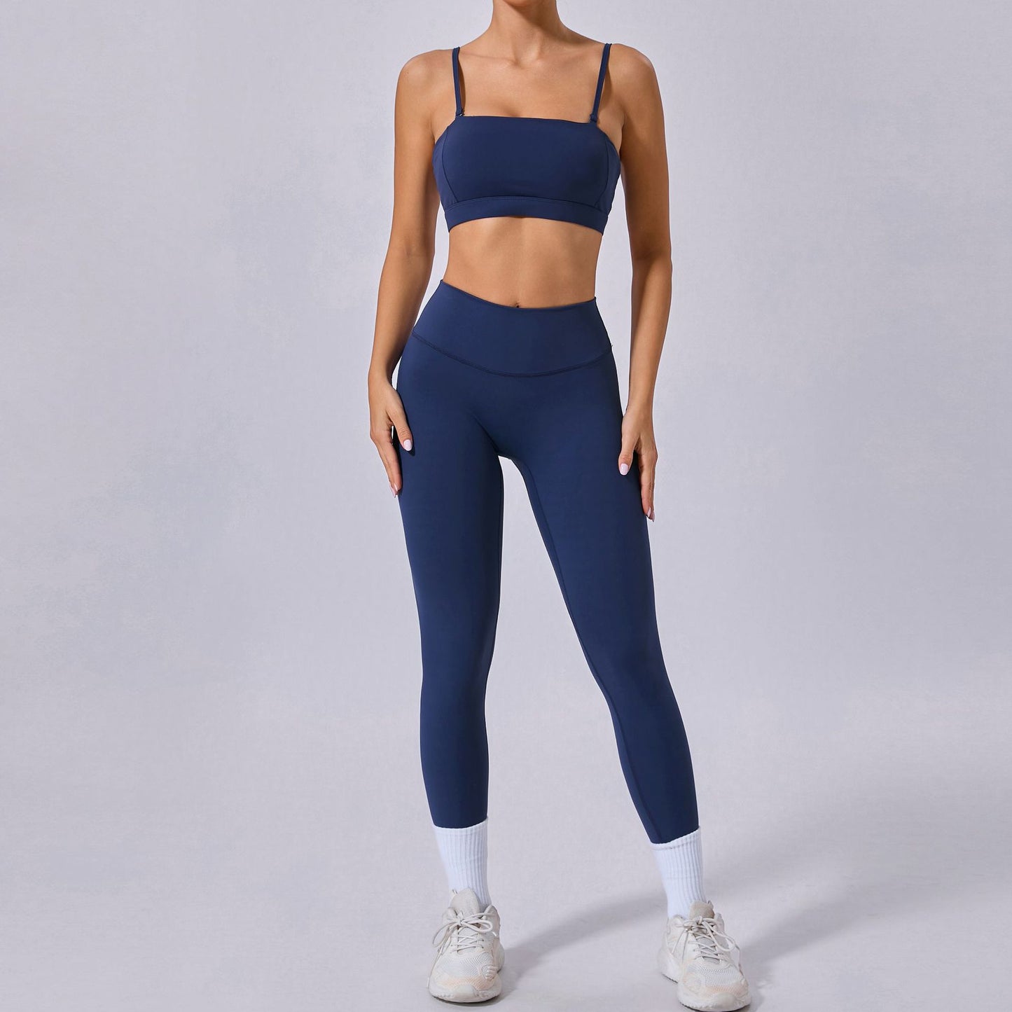 Versatile Detachable Strap Sports Bra and High Waisted Leggings Yoga Set Breathable Quick Dry Workout Outfit for Running and Fitness Enthusiasts