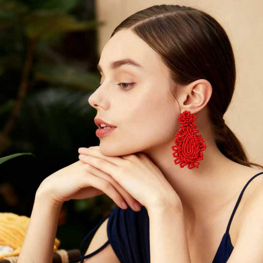 Bohemian Chic Handmade Beaded Flower Earrings – Unique, Statement-Making Jewelry for Trendy Women