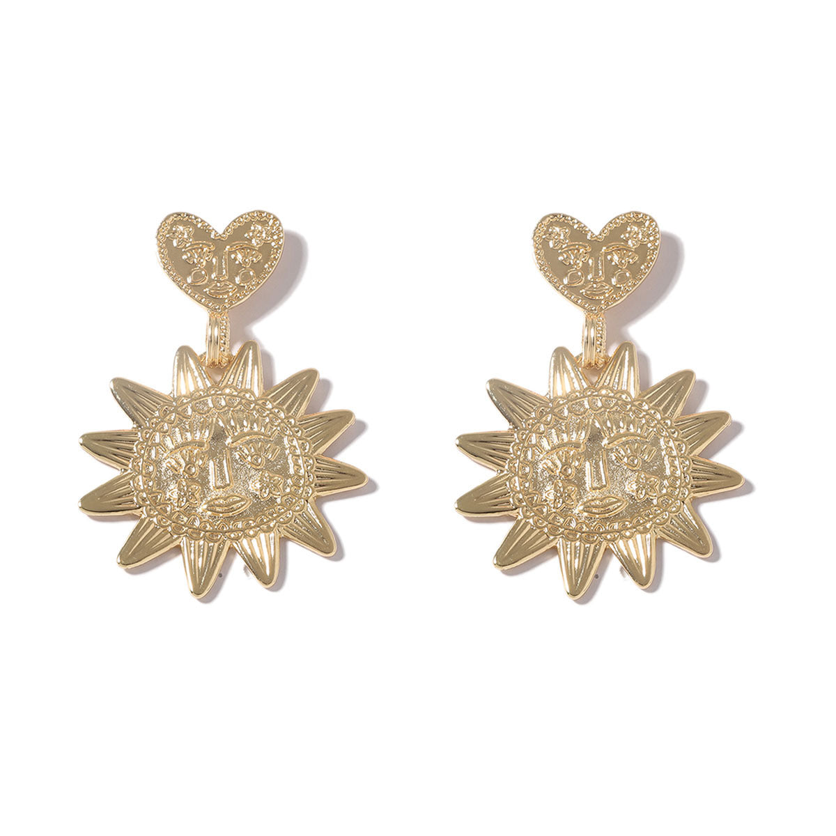 Unique Minimalist Alloy Sunflower Pendant Heart Earrings - Eye-Catching and Versatile Accessories for Every Occasion