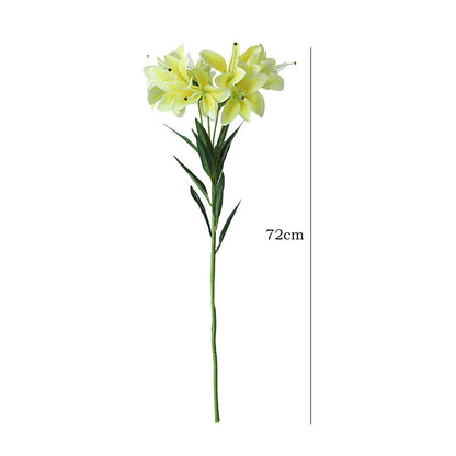 Realistic 10-Head Mini Lily 3D Touch Faux Flower Bouquet - Perfect for Home Decor, Living Room, and Wedding Decorations