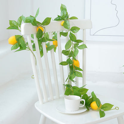 Realistic Faux Lemon Vines - Lush Greenery for Wall Décor, Table Centerpieces, and Wedding Decorations - Beautiful Artificial Lemon Foliage