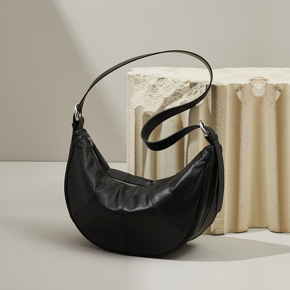 First Layer Cowhide Dumpling Bag and Casual High End Soft Cloud Crescent Bag with Large Capacity Genuine Leather Crossbody and Underarm Tote for Effortless Elegance