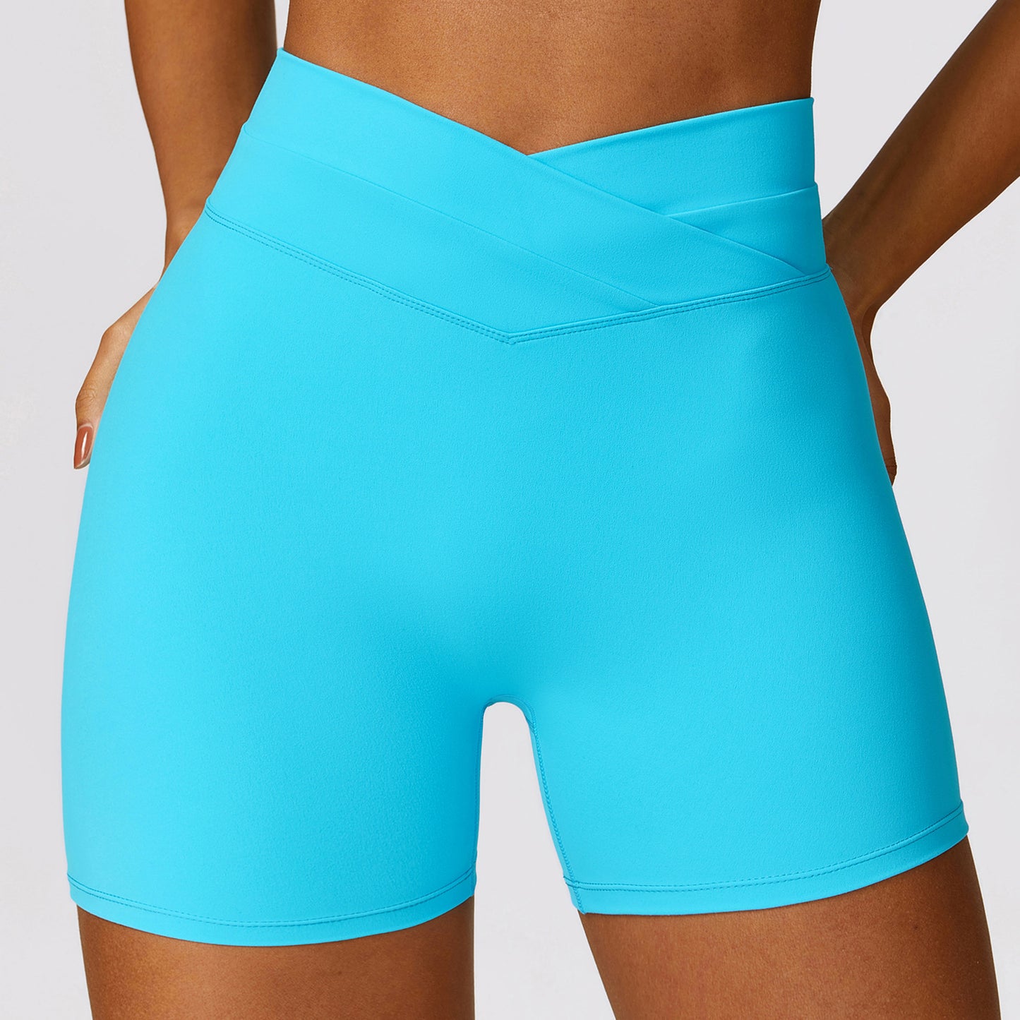 High Waisted Cross Back Yoga Shorts for Enhanced Lift and Comfort Soft Fabric Running Workout Shorts 8578