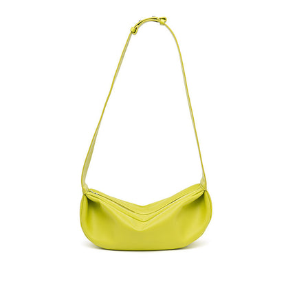 Casual Dumpling Bag Genuine Leather Crossbody with Soft Wide Shoulder Strap for Effortless Chic Everyday Luxury