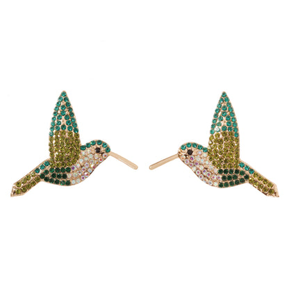 Stylish  Creative Hummingbird-Inspired Alloy Earrings with Colorful Rhinestones for Women - Unique Bird-Themed Jewelry for Every Occasion