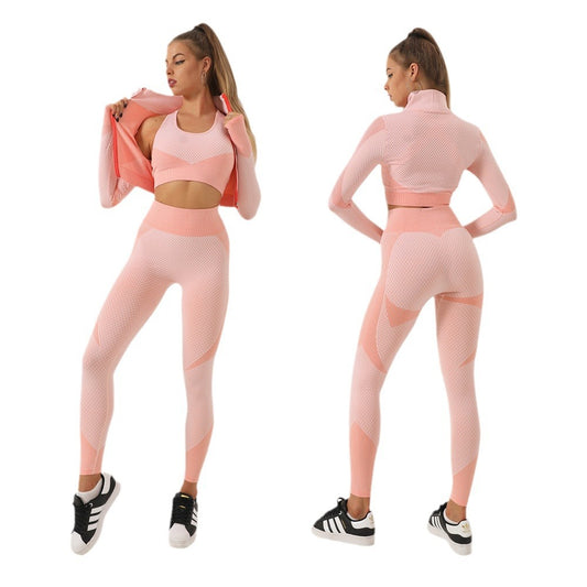 High Waisted Quick Dry Women's Yoga Set Long Sleeve Top Full Length Pants for Fall Winter Fitness for Gym Training and Everyday Comfort