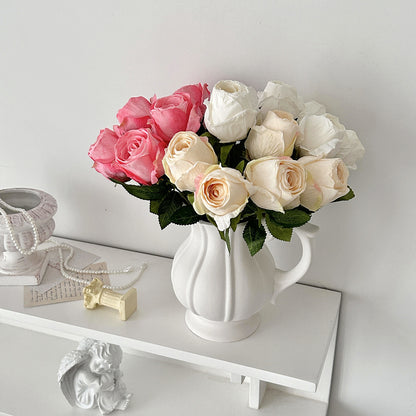 Realistic Flame-Roasted Edge Silk Rose Flowers - Perfect for Home Décor, Living Room Accents, and Photography Props