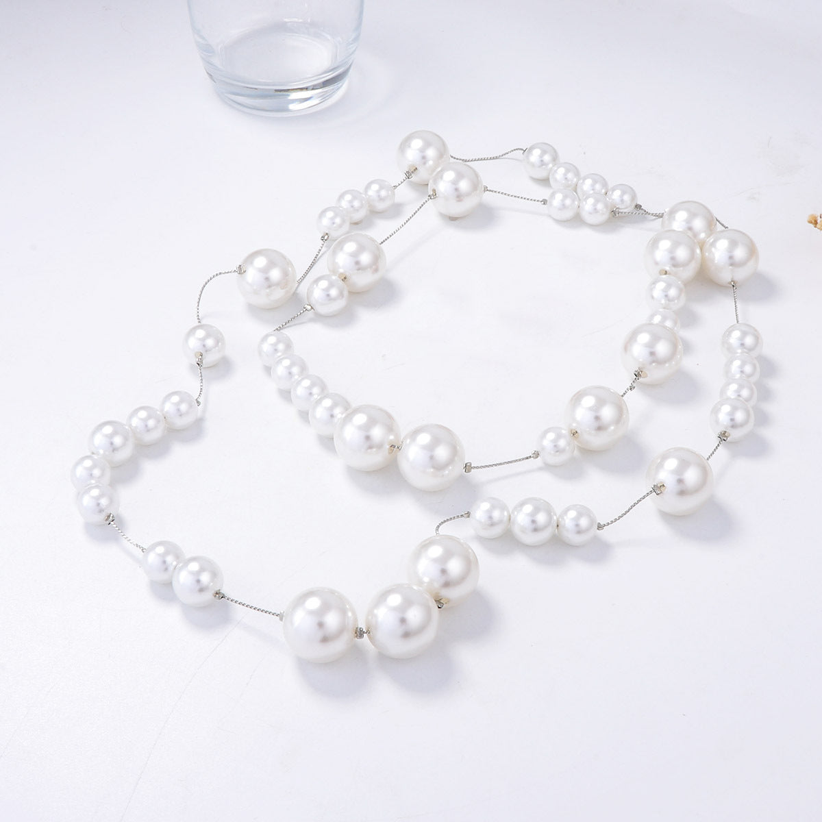 Elegant Minimalist Imitation Pearl Long Chain Necklace - Versatile Sweater Layering or Standalone Piece for Women