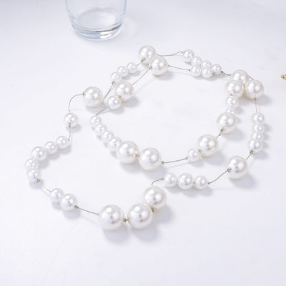 Elegant Minimalist Imitation Pearl Long Chain Necklace - Versatile Sweater Layering or Standalone Piece for Women