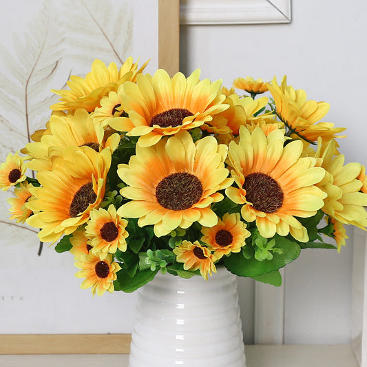 Realistic Sunflower Fake Flowers for Home Décor | Vibrant Silk Sunflowers Perfect for Arrangements and Props