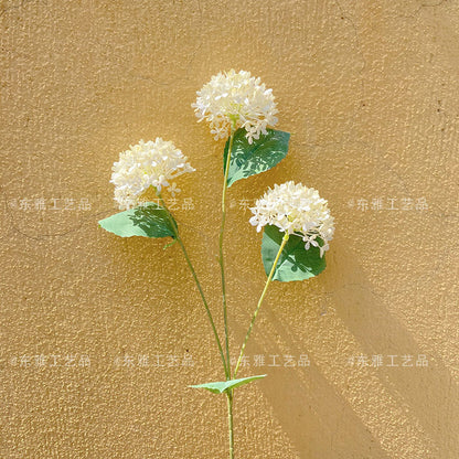 Elegant Scandinavian-Inspired Artificial Hydrangea Floral Arrangement - 3-Head Golden Hydrangea - Perfect for Wedding Decor, Hotel Interiors, and Stylish Home Accents