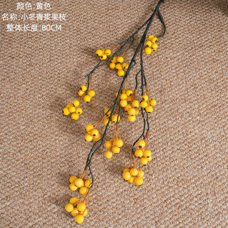 Realistic Winterberry Decorative Faux Flowers - Lush Green Plant for Weddings and Home Decor - Trendy INS Style Artificial Blooms MW76601