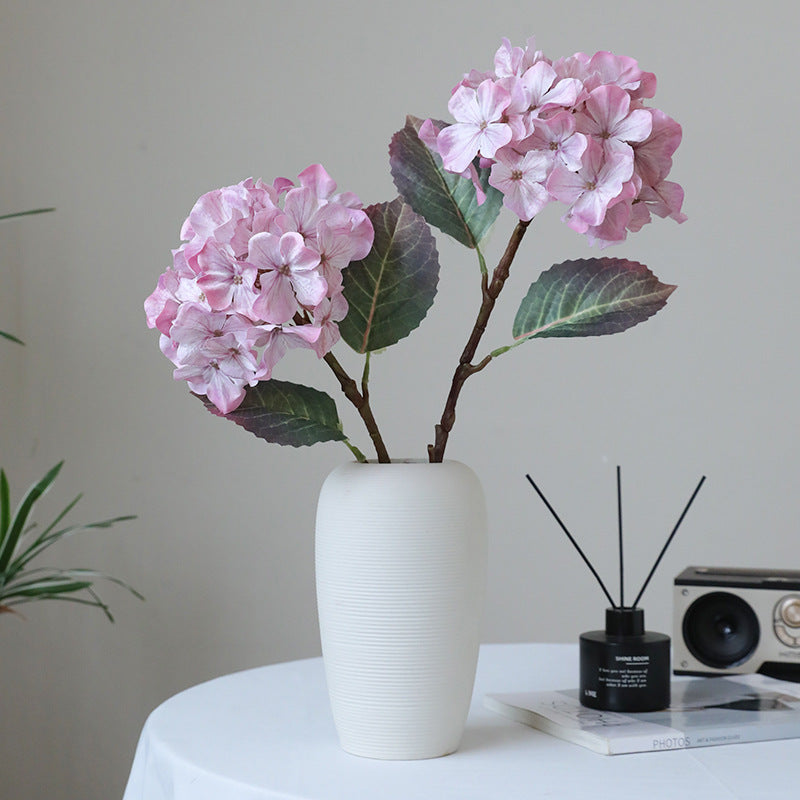 Luxury Faux Flower Arrangement for Living Room and Dining Table - Elegant Single Stem Hydrangea in Artistic Vase - Perfect for Home Decor and Event Styling