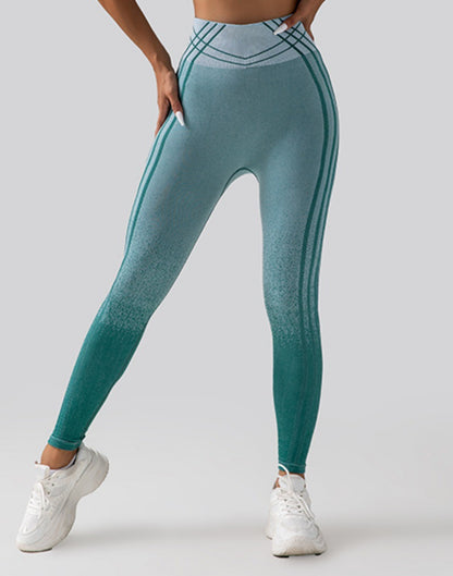 High Waisted Seamless Gradient Line Yoga Leggings for Comfort and Performance for Running Training and Everyday Wear