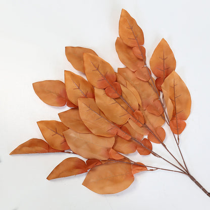 Realistic Faux Grapefruit Leaf Wedding Decoration: 4-Pronged Hanging Floral Accents with Versatile Persimmon Leaves for Stunning Event Décor