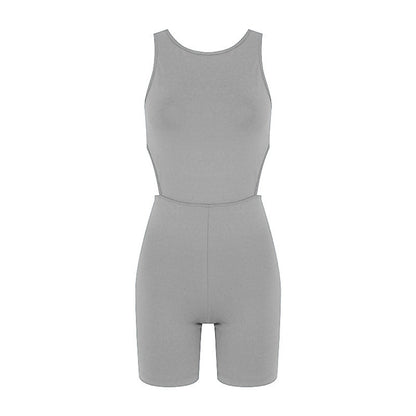 Sleeveless U Back Yoga Bodysuit with Removable Cup Pads for Sports Fitness Highlights Your Peachy