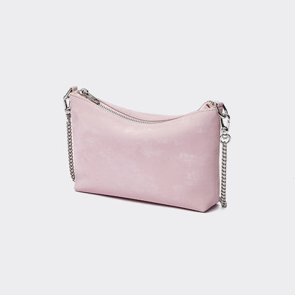 Chic Satin Leather Chain Bag Vintage Metallic Mini Makeup Crossbody Purse with Elegant Appeal for Everyday Use