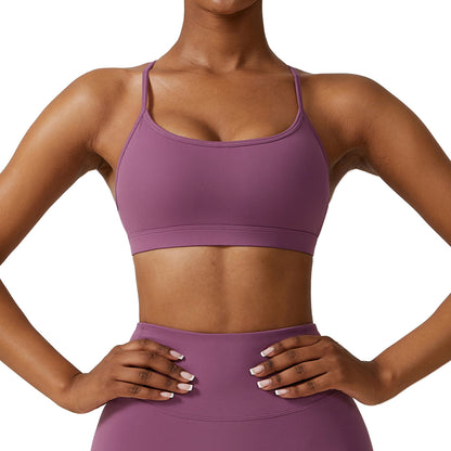 Strappy Back Yoga Bra for Women Quick Dry Sports Bra for Running Yoga and Workout Sessions