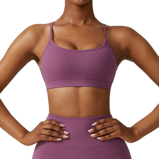 Strappy Back Yoga Bra for Women Quick Dry Sports Bra for Running Yoga and Workout Sessions