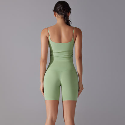 Double Sided Comfort Stretch Sports Tank Top and High Waisted Yoga Pants Set with Butt Lifting Shorts and Bra Ideal for Fitness Enthusiasts