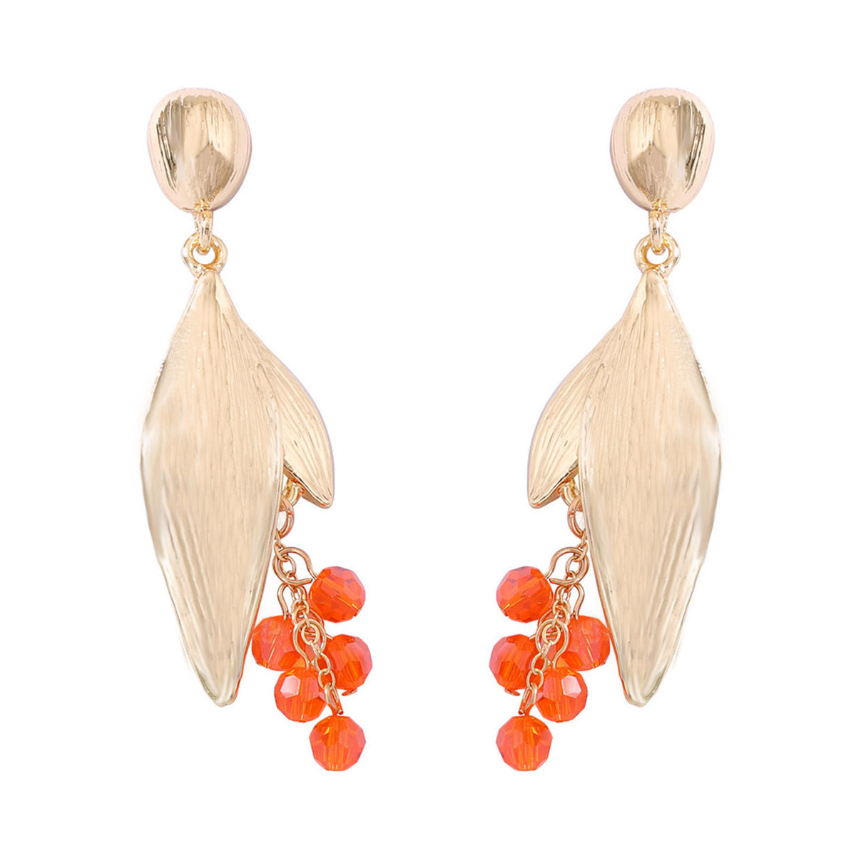 Elegant Minimalist Alloy Leaf Earrings with Full Rhinestones and Tassels - Chic and Versatile Women's Jewelry for Any Occasion