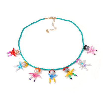 Unique Handmade DIY Cartoon Pearl-Like Character Pendant Necklace for Women - Stylish, Playful, and Perfect for Everyday Wear