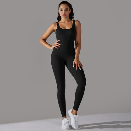 Seamless Ribbed Yoga Bodysuit for Women Tummy Control Butt Lifting Quick Dry Fitness Outfit with Beautiful Back Design