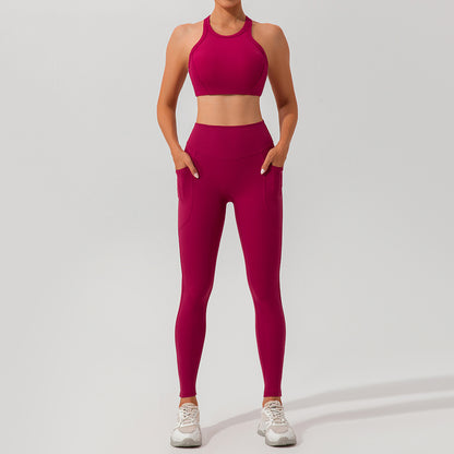 24 Autumn Quick Dry Ribbed Yoga Set for Women Sports Bra and High Waisted Leggings for a Flattering Fit and Enhanced Comfort in Every Workout