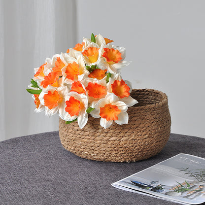 Realistic Touch Narcissus Faux Flower Bouquet - Ideal for Home Living Room Decoration, Weddings, and Special Events - Durable PU Narcissus Handheld Floral Arrangement