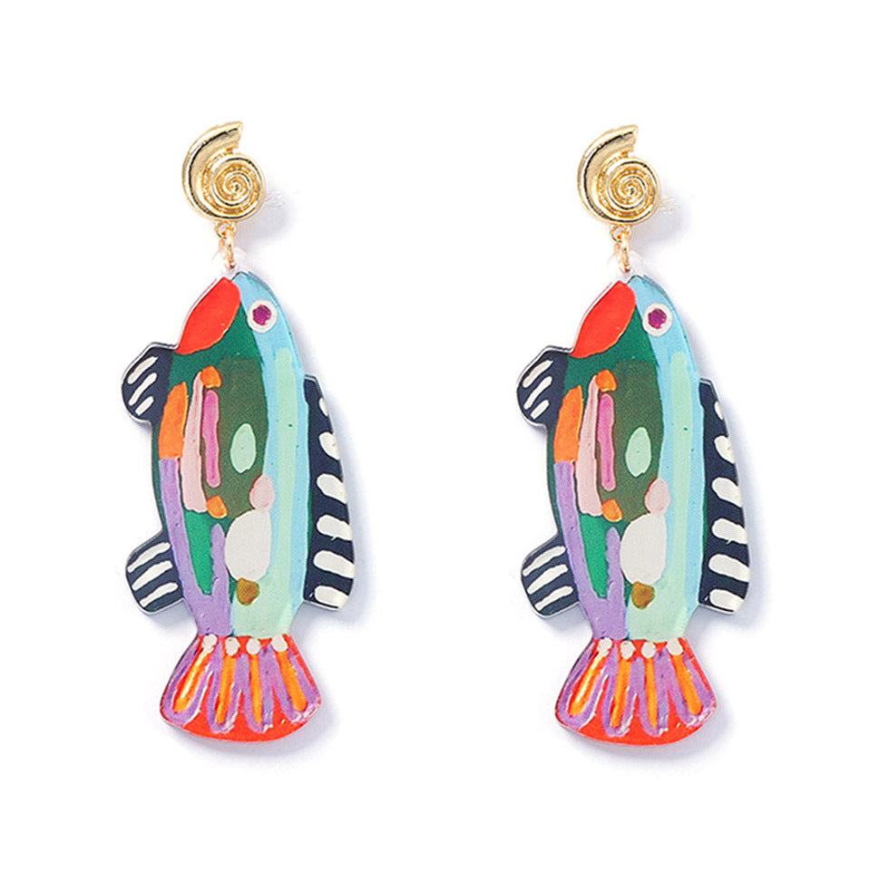 Charming Tropical Fish Series Acrylic Drop Earrings - Trendy Vacation-Inspired Jewelry for a Unique Touch