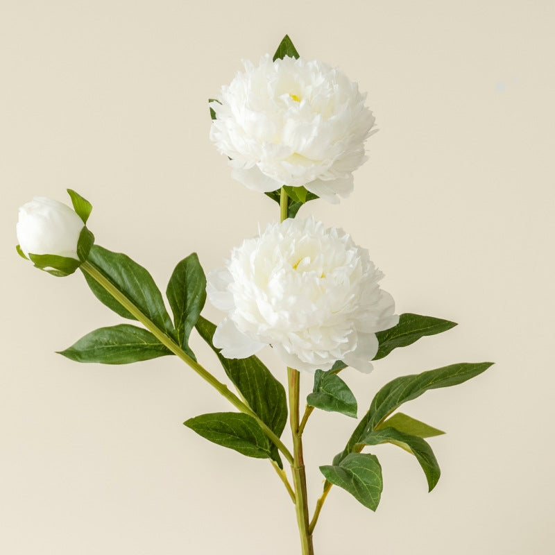 Elegant European-Style Single Stem 3-Head Peony and Peony Artificial Flowers for Home, Wedding Decoration, Photography, Floral Arrangements, and Stylish Display