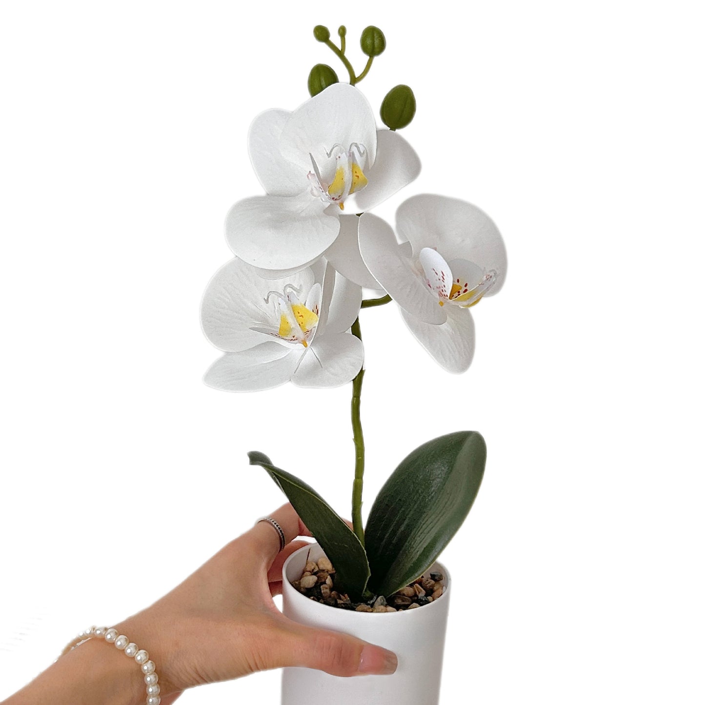 Realistic Orchid Potted Arrangement - Beautiful Artificial Plants for Home and Office Décor - Perfect for Table Centerpieces and Lasting Greenery