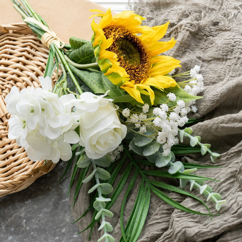 Stunning Home Decor: Realistic Artificial Flower Bouquet with Hydrangeas, Sunflowers, and Roses - Perfect for Weddings, Special Events, and Everyday Elegance - CF8001-2