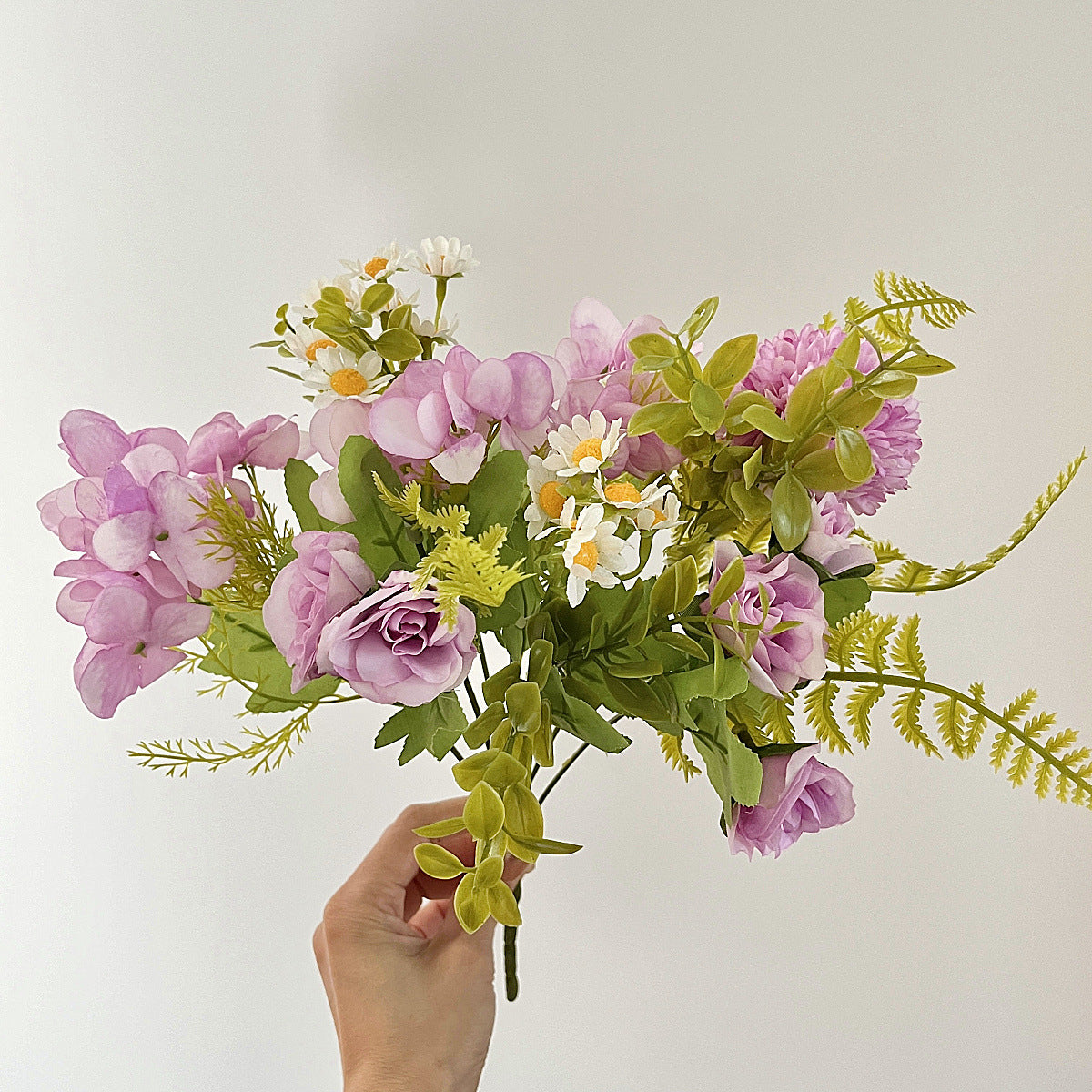 Vibrant Daisy-Inspired Faux Flower Bouquet with Hydrangeas - Perfect for Home Decor, Living Room Accent, Wedding Decorations, and Photography Props