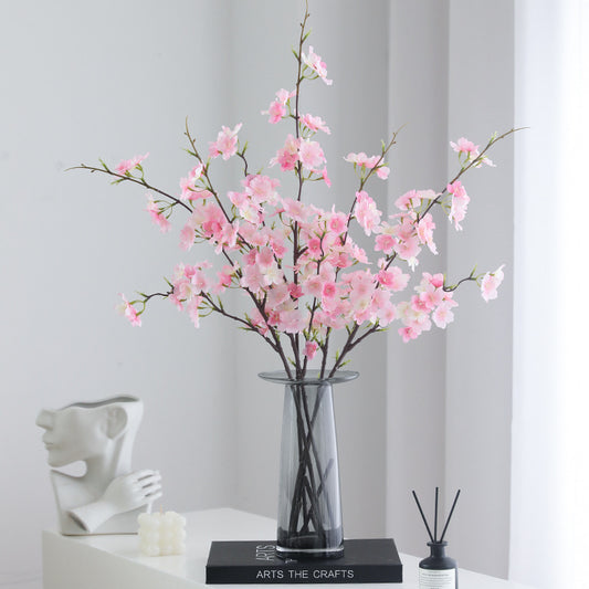 Stunning Realistic Double-Stem Silk Flowers - Japanese Cherry Blossom & Peach Blossom Arrangement for Living Room Décor, Window Display, Wedding Decorations, and Photographic Props