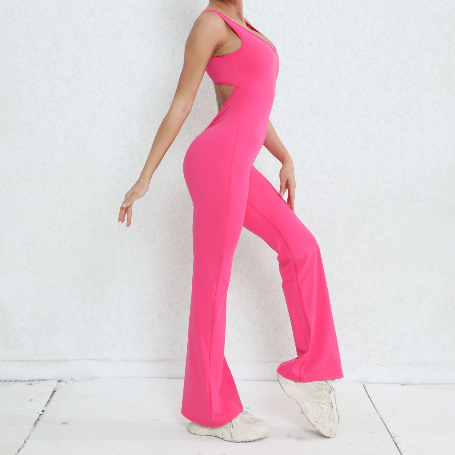 Chic High Waisted Yoga Jumpsuit with Beautiful Cut Out Back Design for Peachy Enhancement and Performance During Workouts