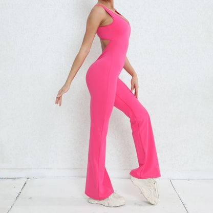 Chic High Waisted Yoga Jumpsuit with Beautiful Cut Out Back Design for Peachy Enhancement and Performance During Workouts