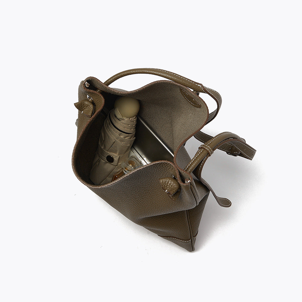 Large Capacity Genuine Leather Tote Bag First Layer Cowhide Crossbody and Shoulder Bag for Everyday Casual Use