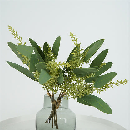 Nordic-Inspired Realistic Green Mini Eucalyptus Leaf Bundle - Perfect Home Décor Accent, Ideal for Floral Arrangements and Photography Props