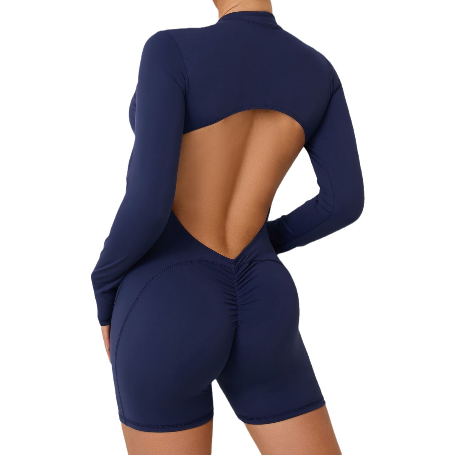 Hollow Out Back Half Zip Jumpsuit for Peachy Bottoms Quick Dry Yoga and Fitness Bodysuit with Breathable Design and Bold Open Back