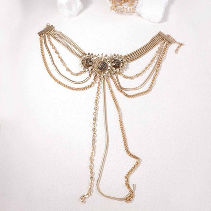 Stylish Vintage-Inspired Handcrafted Long Tassel Pendant Necklace with 3D Floral Design - Luxe Chic for the Unique Woman