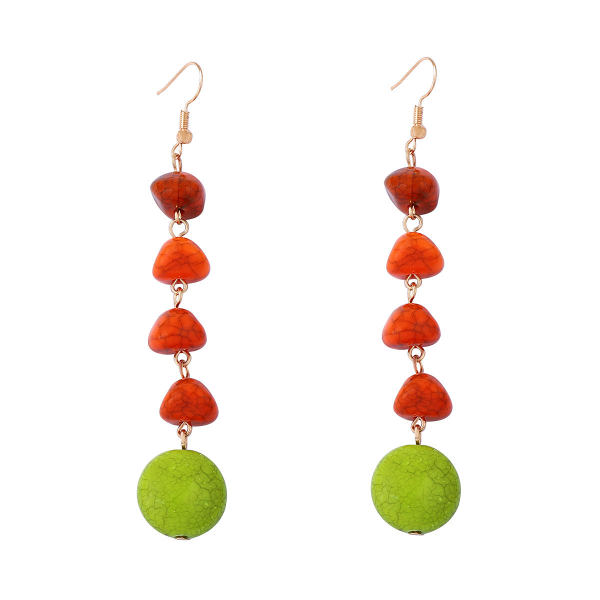 Bohemian-Inspired Geometric Turquoise Tassel Long Pendant Earrings - Versatile Daily Wear for Effortless Elegance