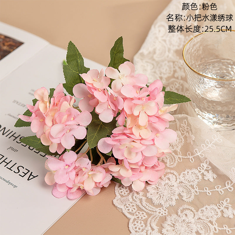 Elegant Wedding Decoration: Realistic Miniature Hydrangea Bouquet - Perfect for Home Decor, INS Style Artificial Flowers for a Refreshing Ambiance