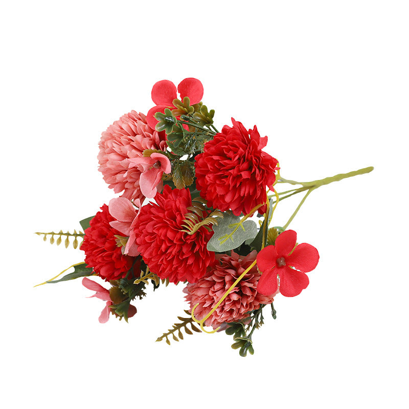 Elegant European-Style Faux Ball Chrysanthemum Bouquet - Stunning Plastic Flower Arrangement for Home Decor, Living Room Accents, Wedding Centerpieces, and Photography Props