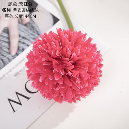 Realistic Single-Stem Onion Ball Hydrangea Silk Flower - Perfect for Home Decor, Weddings, and Fresh-Casual Aesthetics (Model MW13301)