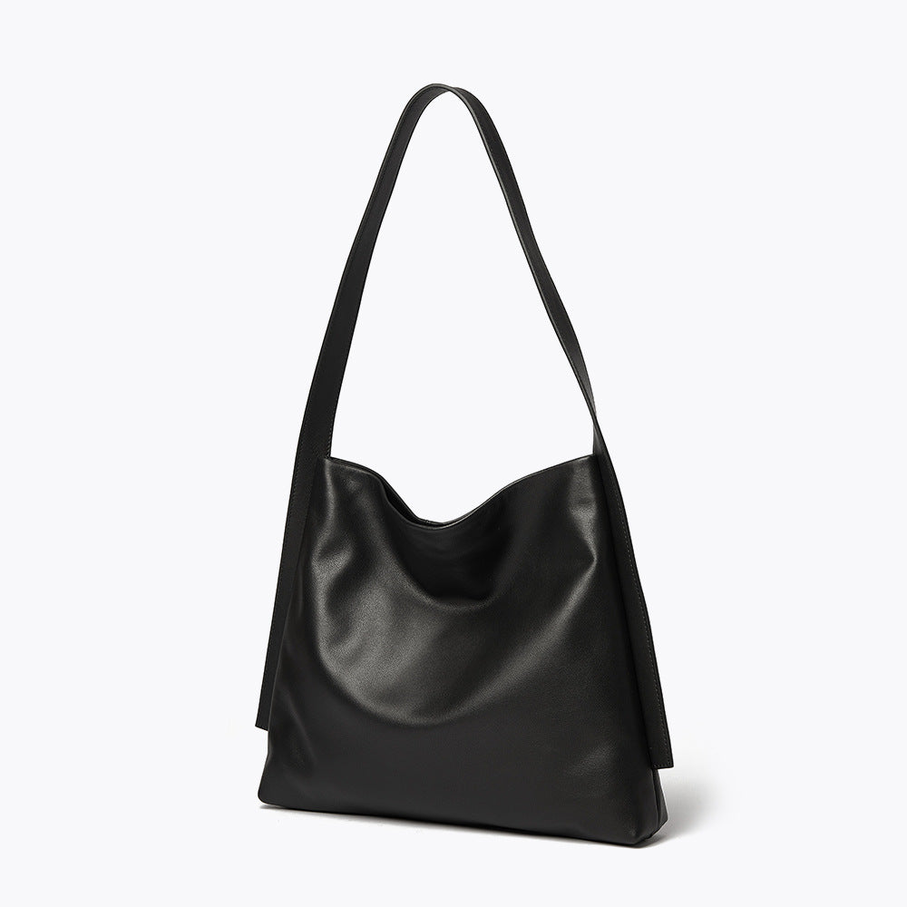 Chic Korean Inspired Oversized Tote Bag in Grain Leather Spacious Dual Purpose Design for Commuting and Everyday Use